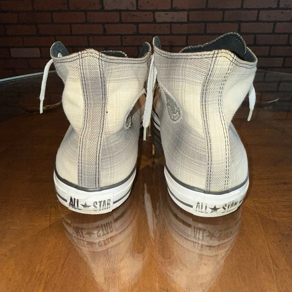 Men's Converse Chuck Taylor All Star High Top Sneakers Tan Plaid Size 12